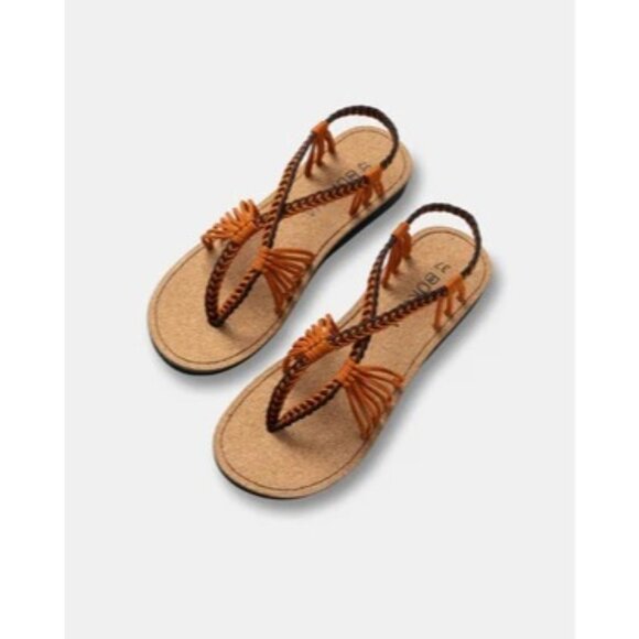 Bokyna Seastar Comfort Sandal Caramel Brown Cork Sole Sz EU 39/US 8 NWOT - Picture 1 of 9